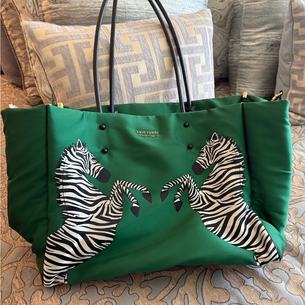Kate Spade Green Zebra Print Tote